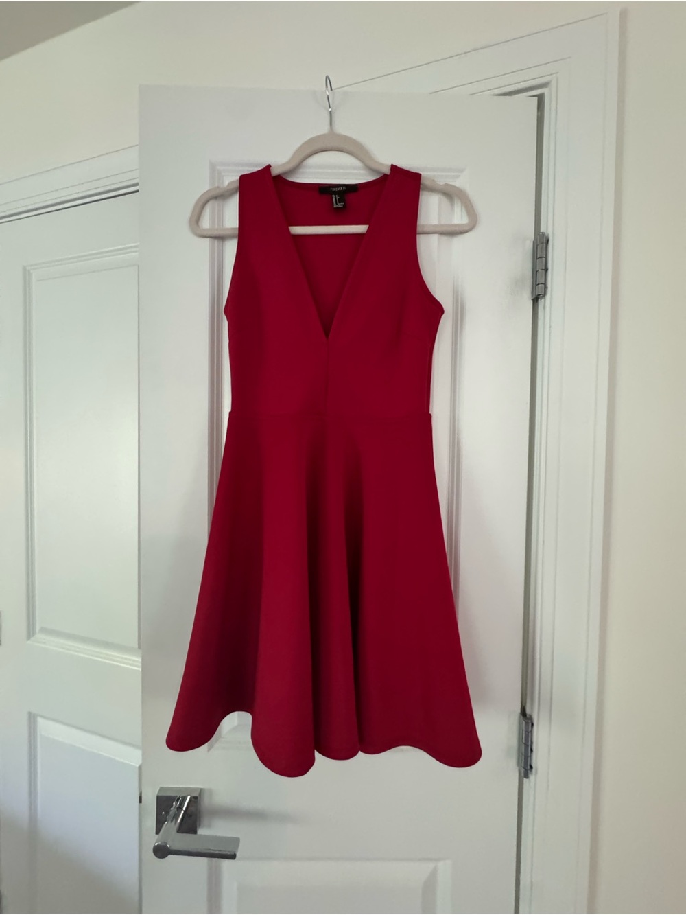 Forever 21 Red Sleeveless V-Neck Fit & Flare Mini Dress
